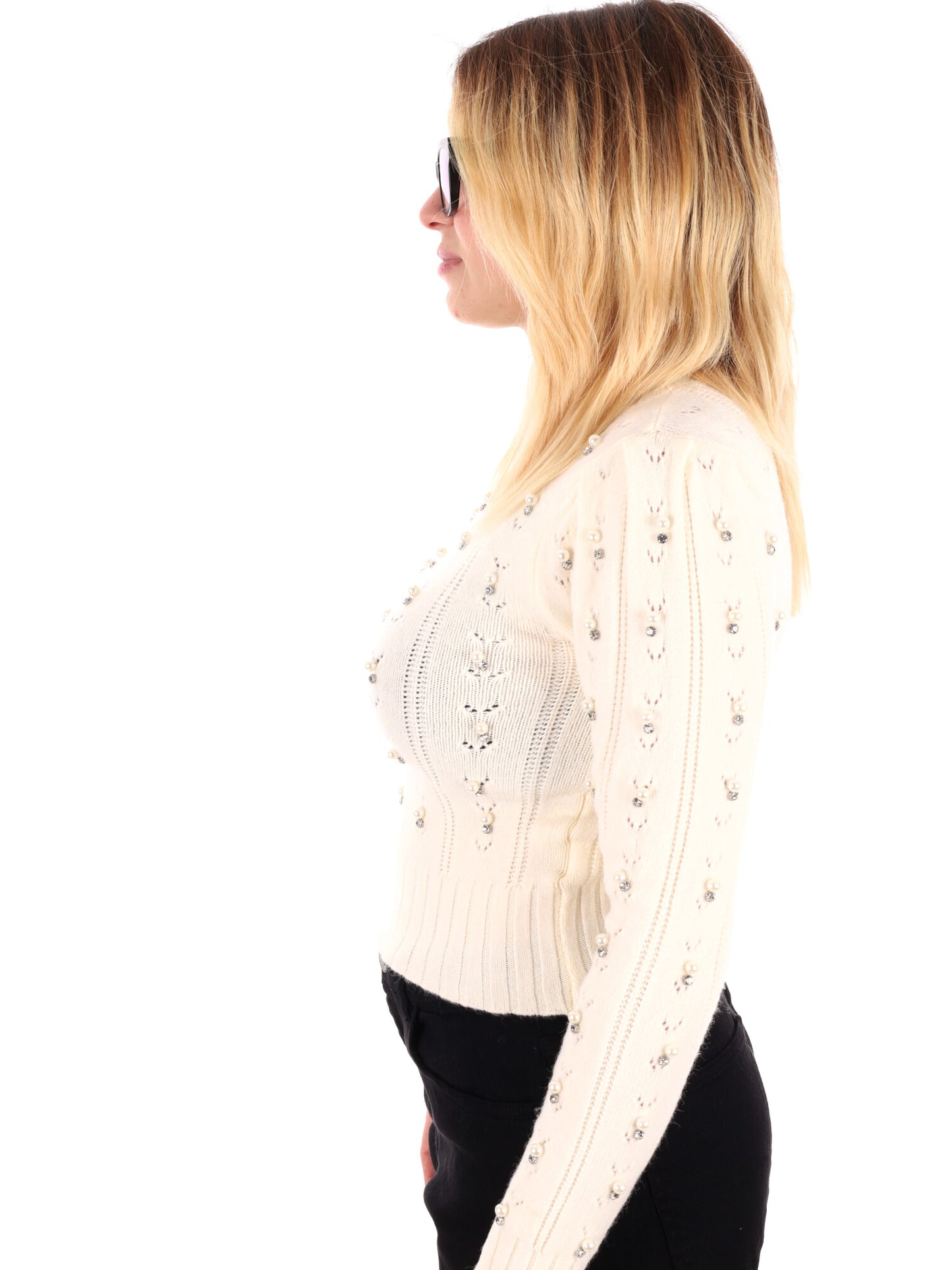 MAGLIA CROP CON PERLE MISS LOVE DA DONNA PANNA