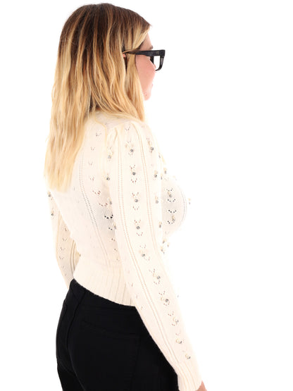 MAGLIA CROP CON PERLE MISS LOVE DA DONNA PANNA