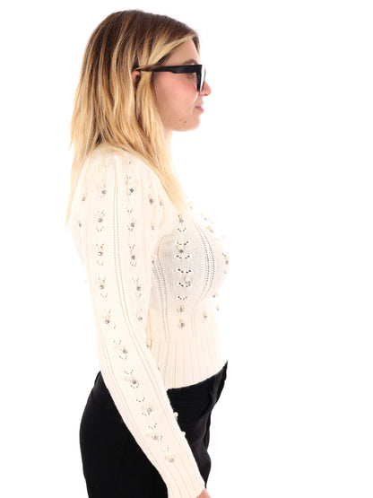 MAGLIA CROP CON PERLE MISS LOVE DA DONNA PANNA