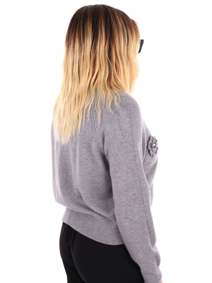 PULLOVER CON FIORI MISS LOVE DA DONNA GRIGIO