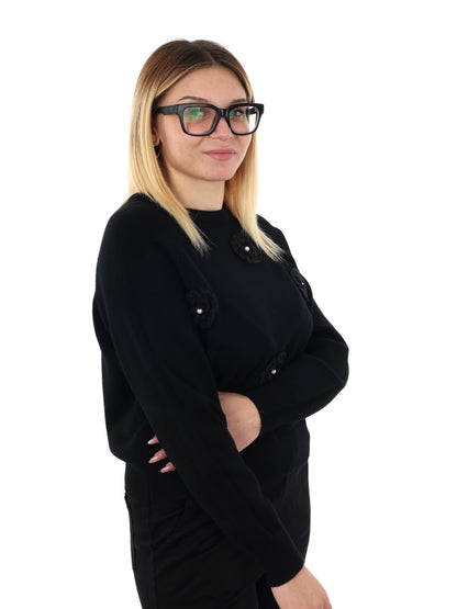 PULLOVER CON FIORI MISS LOVE DA DONNA NERO