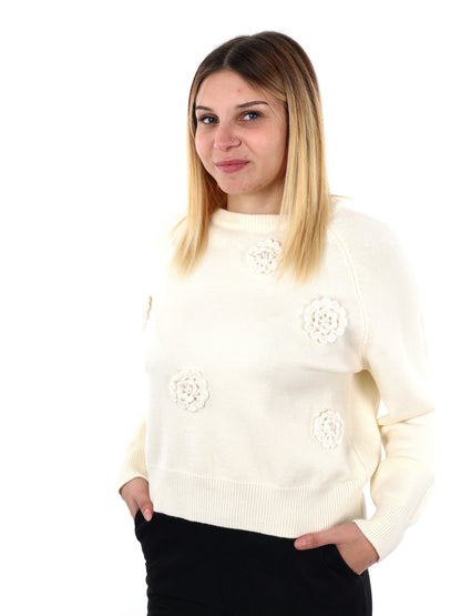 PULLOVER CON FIORI MISS LOVE DA DONNA PANNA