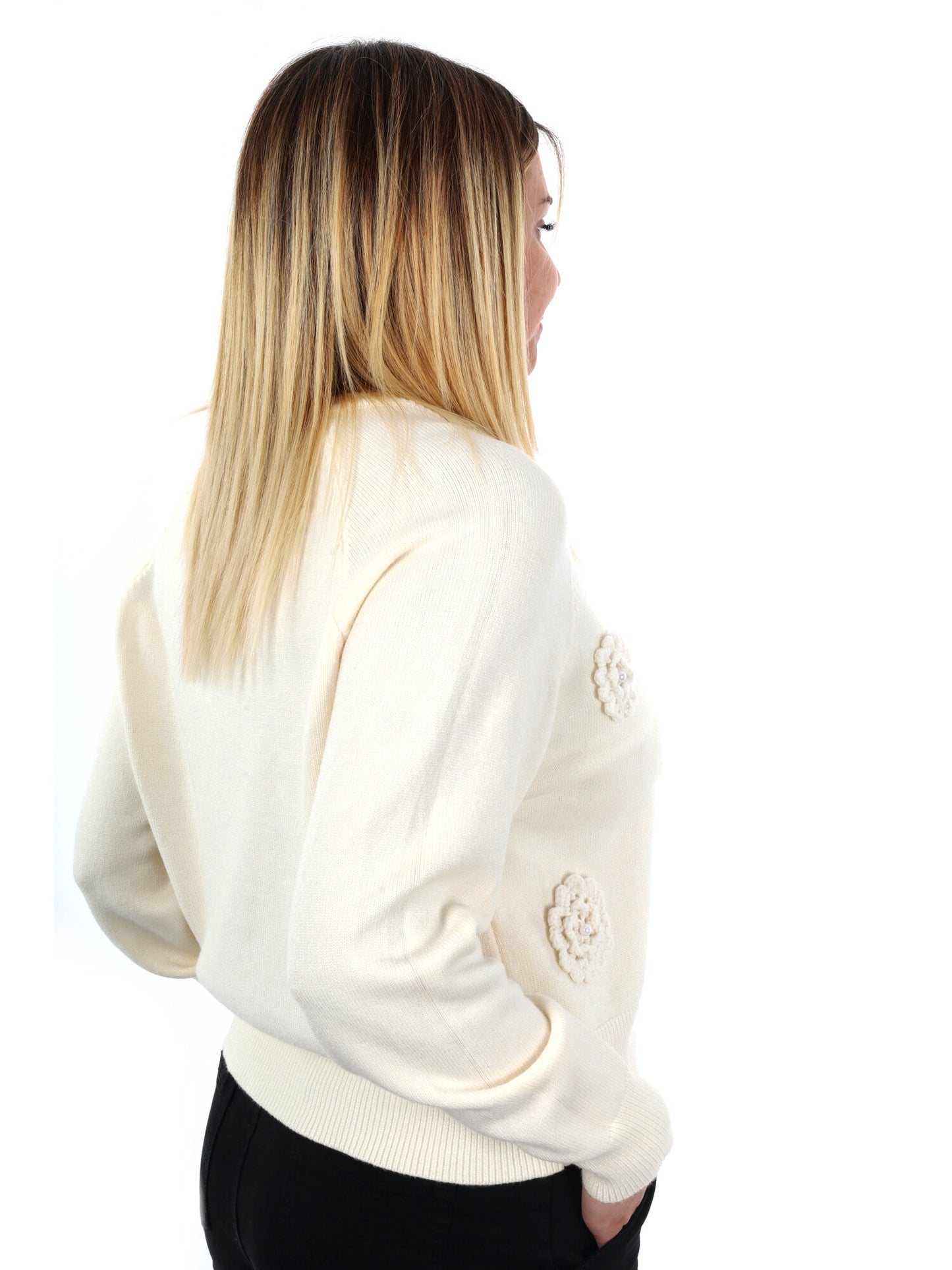 PULLOVER CON FIORI MISS LOVE DA DONNA PANNA