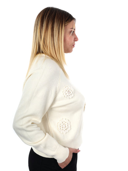 PULLOVER CON FIORI MISS LOVE DA DONNA PANNA