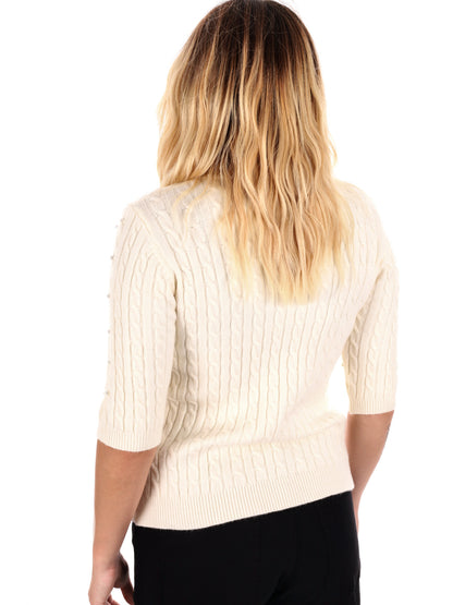 MAGLIA A TRECCIA E PERLE MISS LOVE DA DONNA PANNA