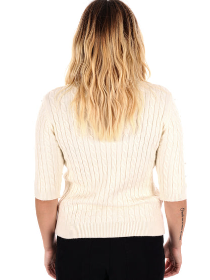 MAGLIA A TRECCIA E PERLE MISS LOVE DA DONNA PANNA