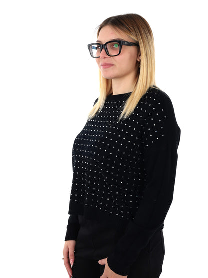 PULLOVER CON STRASS MISS LOVE DA DONNA NERO