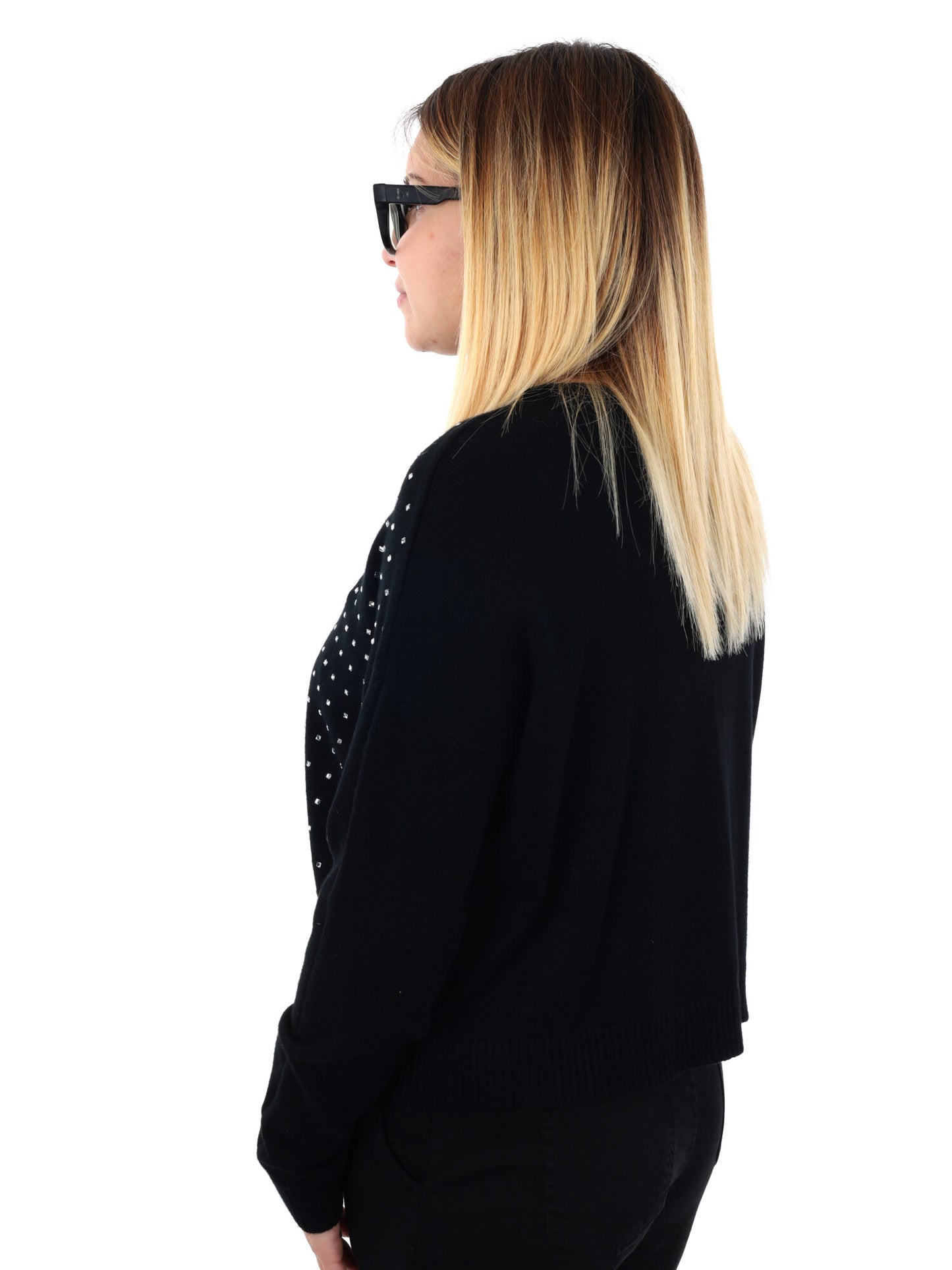 PULLOVER CON STRASS MISS LOVE DA DONNA NERO