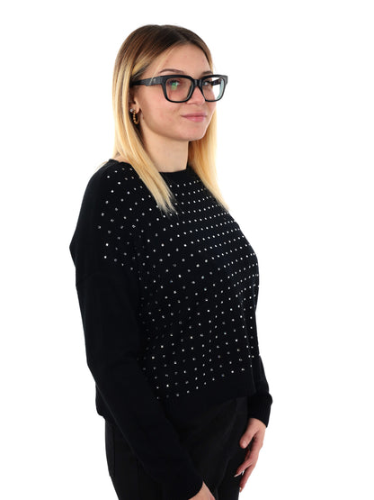 PULLOVER CON STRASS MISS LOVE DA DONNA NERO