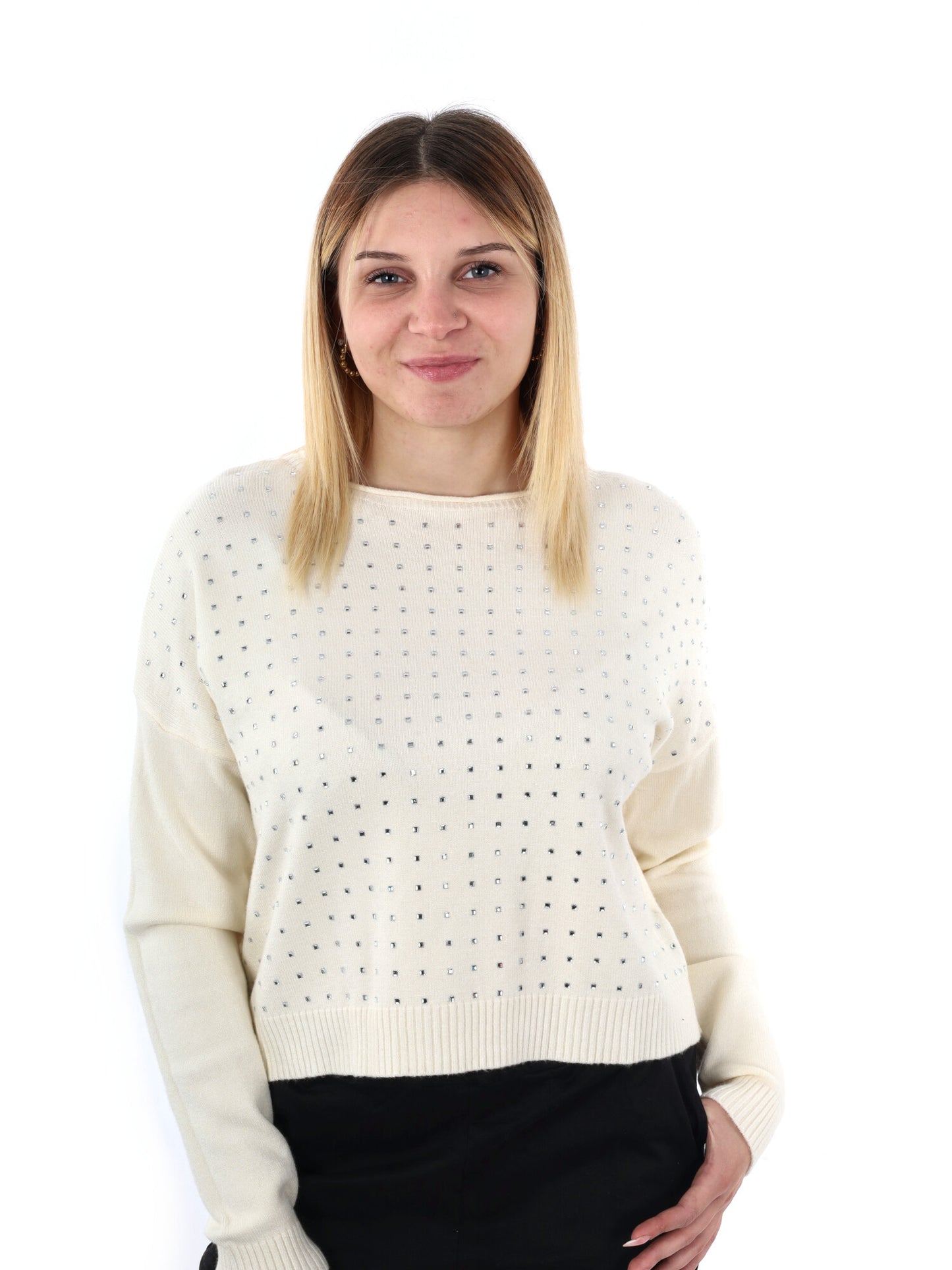 PULLOVER CON STRASS MISS LOVE DA DONNA PANNA