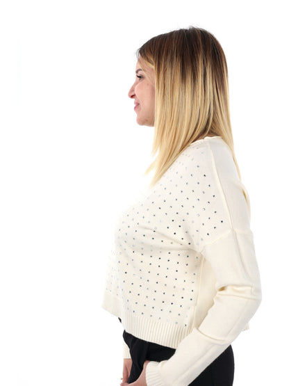 PULLOVER CON STRASS MISS LOVE DA DONNA PANNA