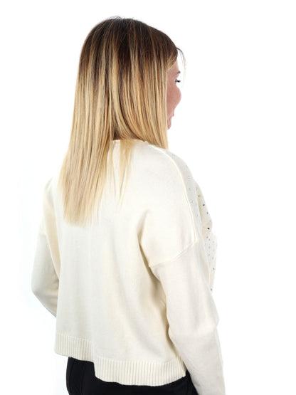 PULLOVER CON STRASS MISS LOVE DA DONNA PANNA