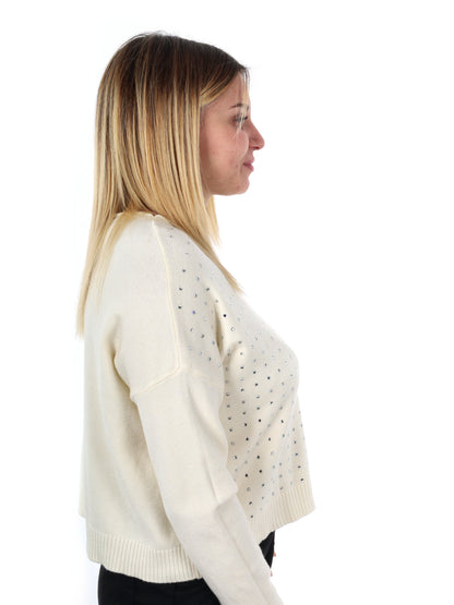 PULLOVER CON STRASS MISS LOVE DA DONNA PANNA