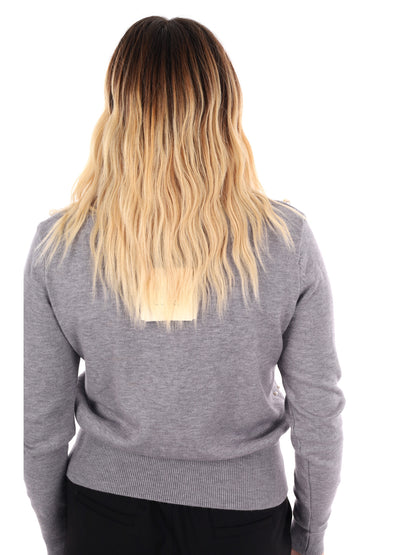 MAGLIA SCOLLO A V E PERLE MISS LOVE DA DONNA GRIGIO