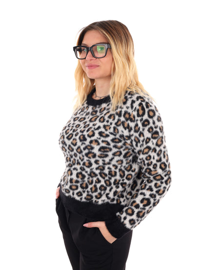 PULLOVER LEOPARDATO MISS LOVE MULTICOLORE