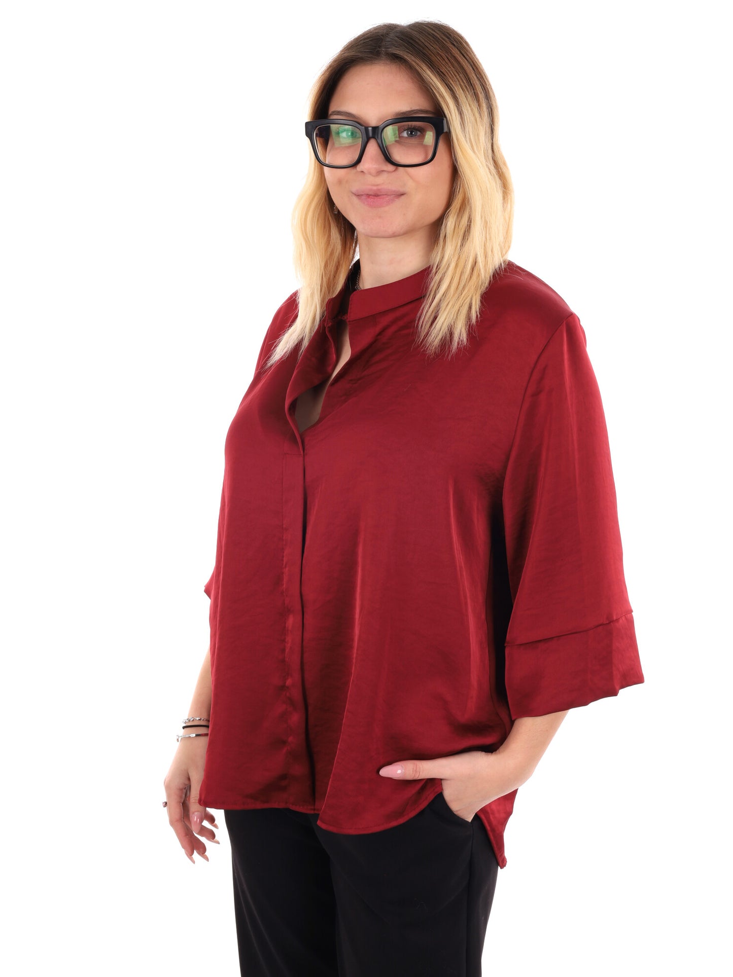 CAMICIA KIMONO MISS LOVE DA DONNA BORDEAUX