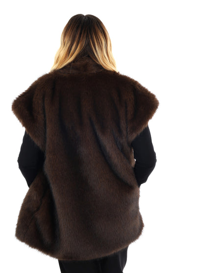 GILET DI ECOPELLICCIA MISS LOVE DA DONNA MARRONE