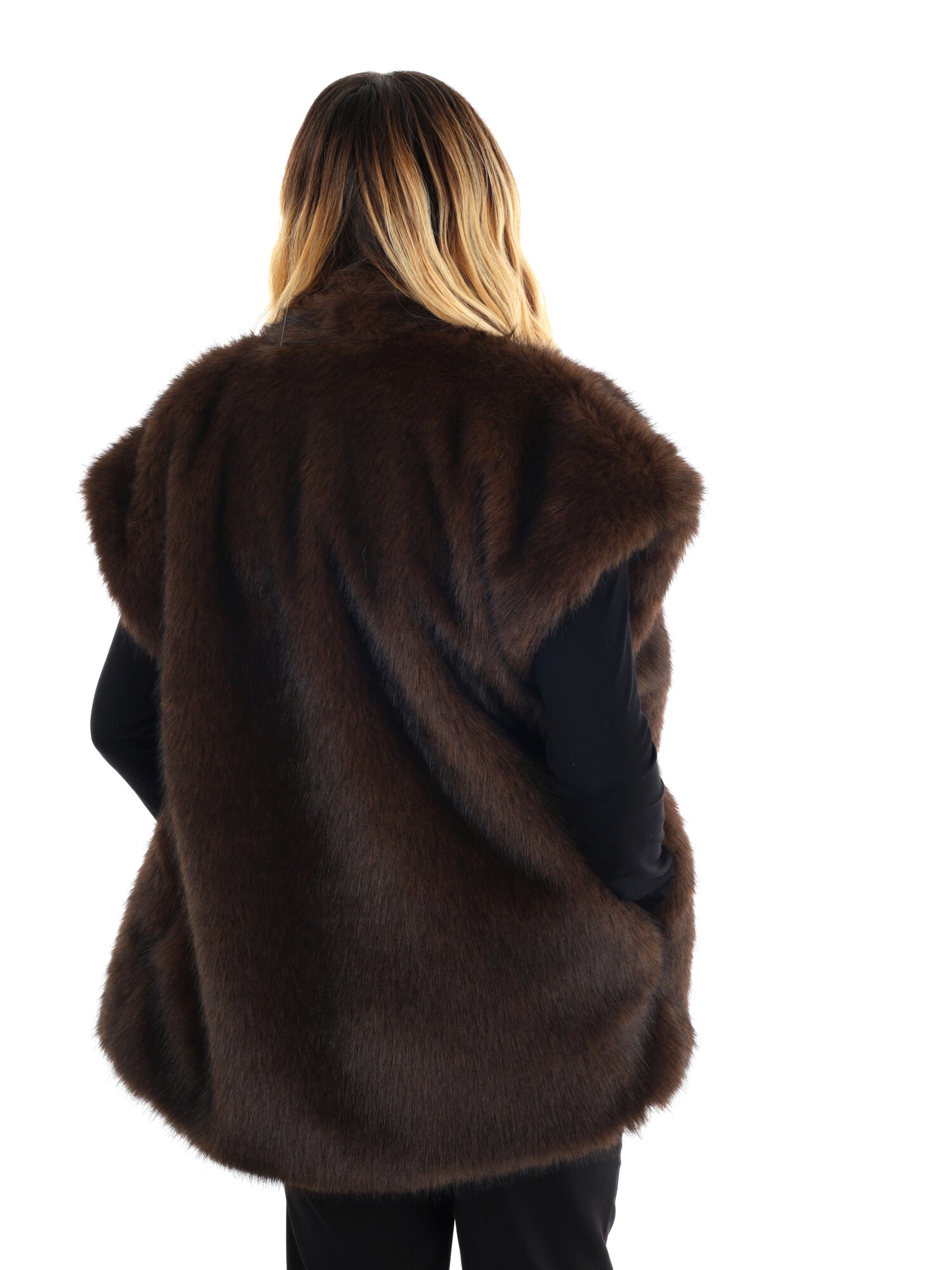 GILET DI ECOPELLICCIA MISS LOVE DA DONNA MARRONE