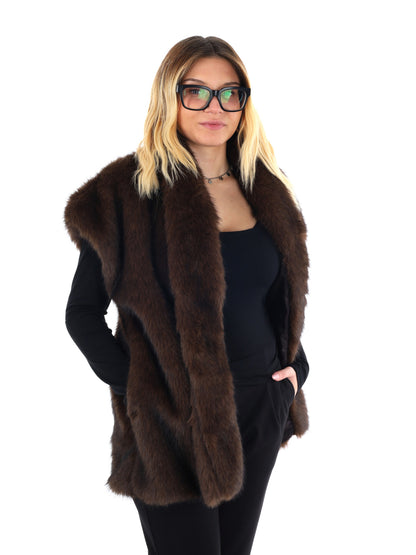 GILET DI ECOPELLICCIA MISS LOVE DA DONNA MARRONE