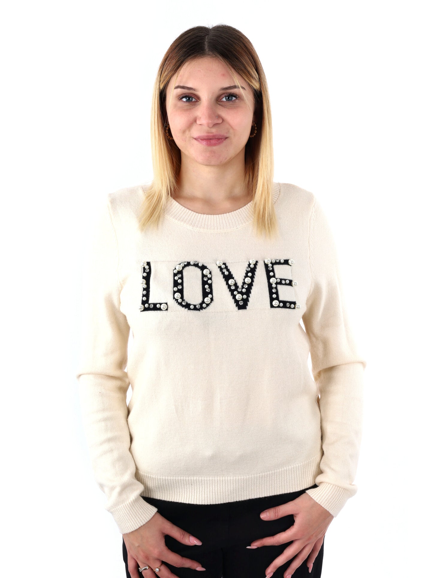 MAGLIA CON SCRITTA MISS LOVE DA DONNA PANNA