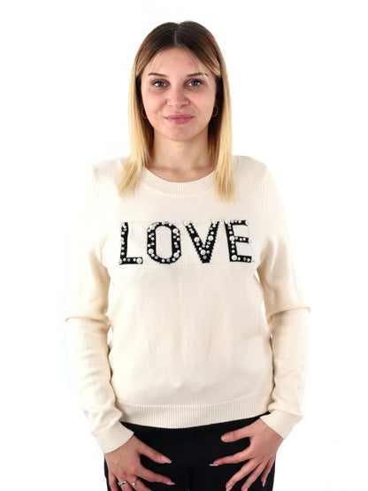 MAGLIA CON SCRITTA MISS LOVE DA DONNA PANNA