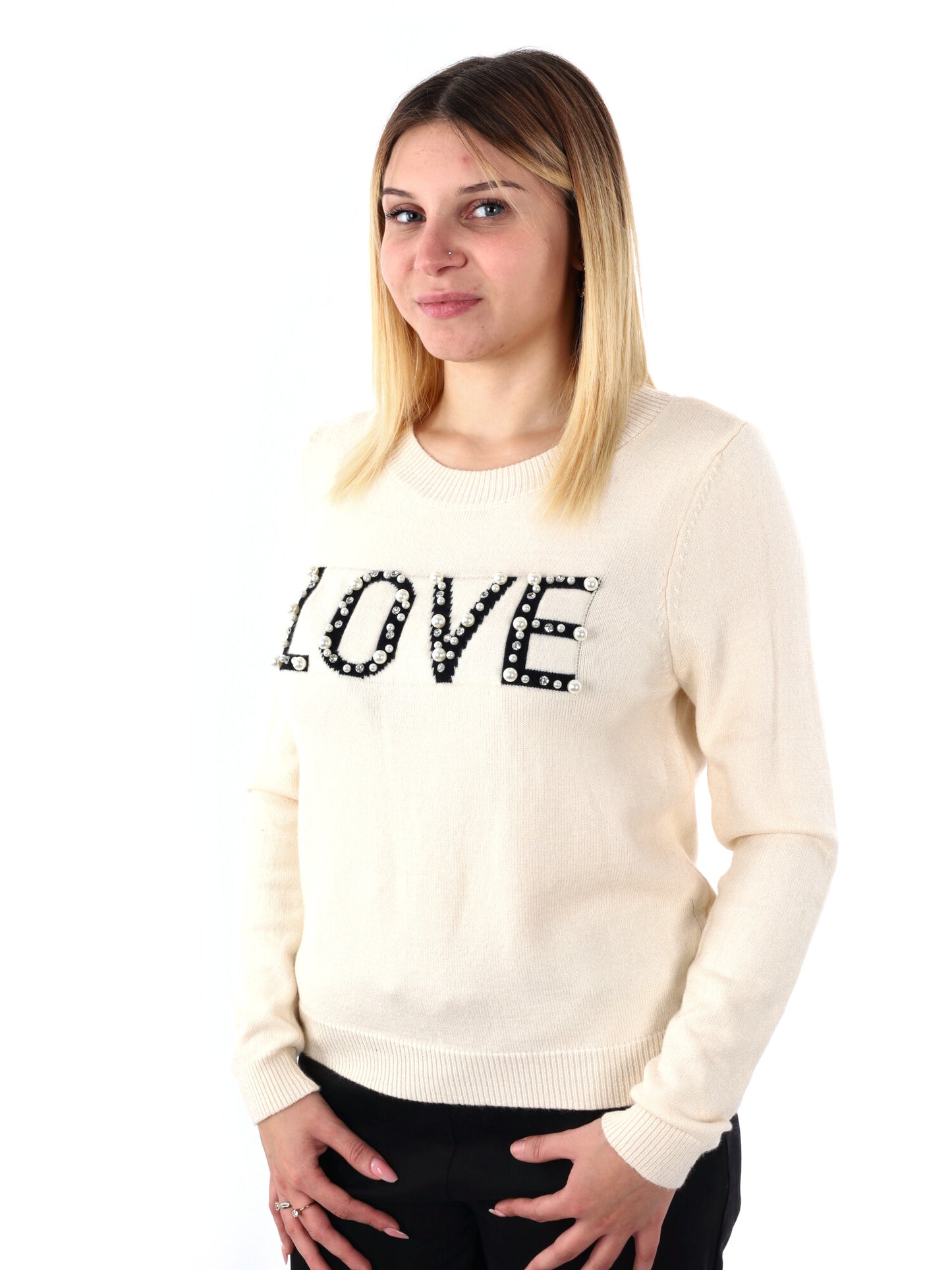 MAGLIA CON SCRITTA MISS LOVE DA DONNA PANNA