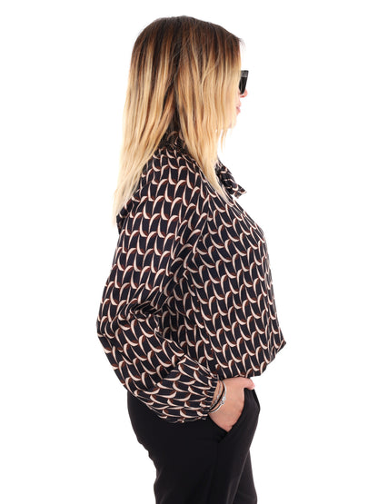 BLUSA CON FIOCCO MISS LOVE DA DONNA NERO PANNA