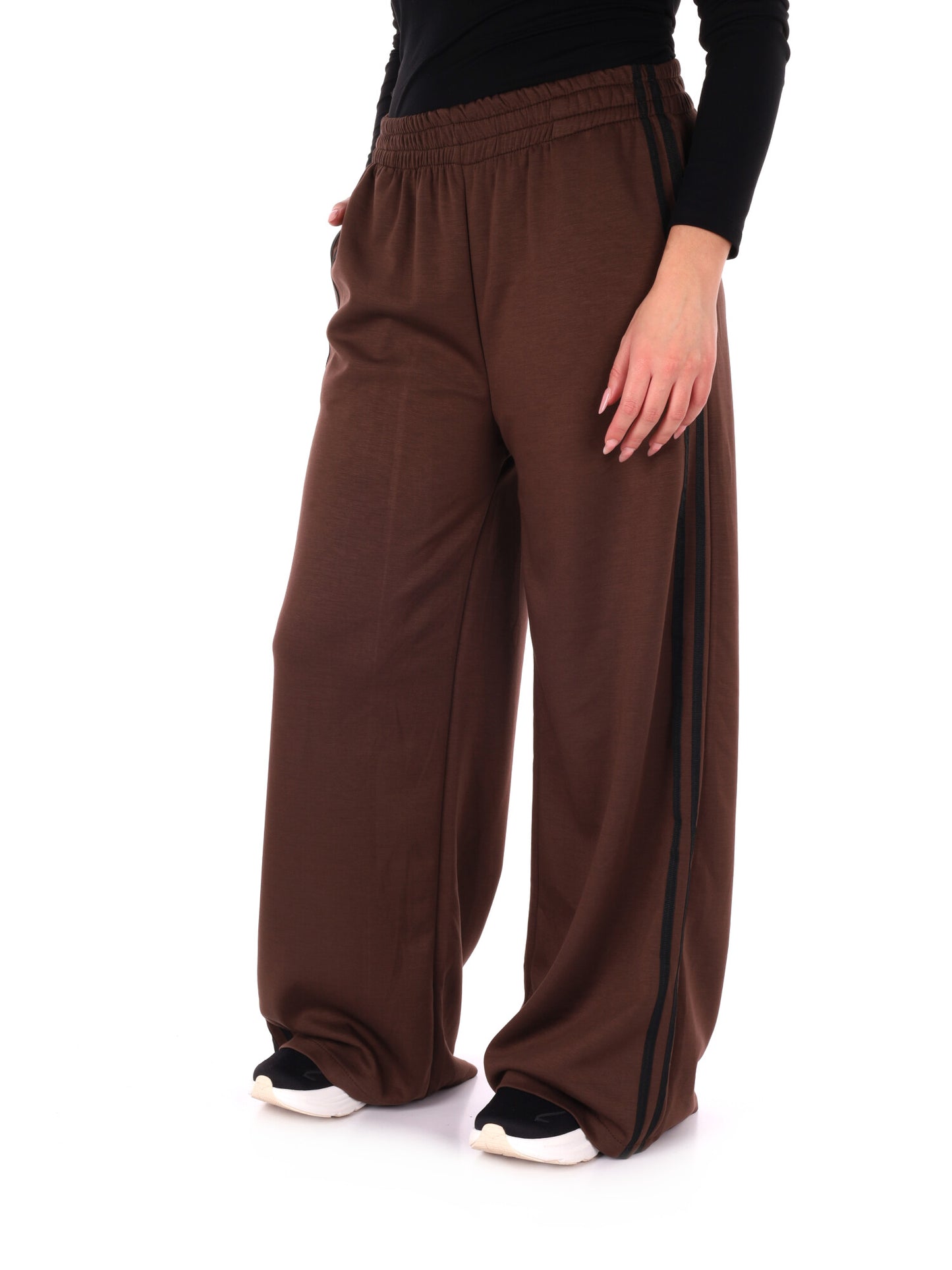 PANTALONE CON BANDE MISS LOVE DA DONNA MARRONE