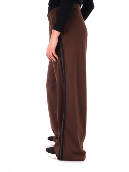 PANTALONE CON BANDE MISS LOVE DA DONNA MARRONE