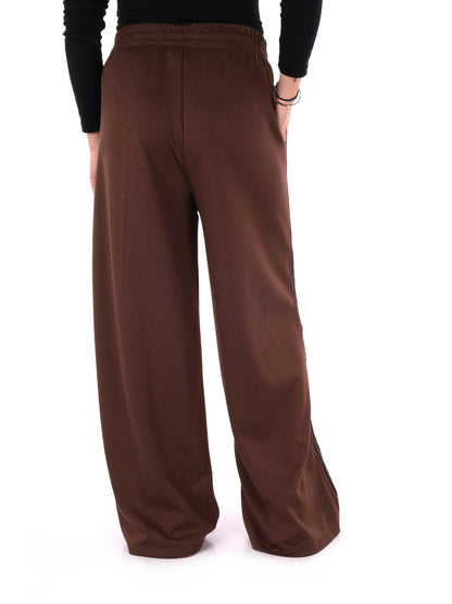 PANTALONE CON BANDE MISS LOVE DA DONNA MARRONE