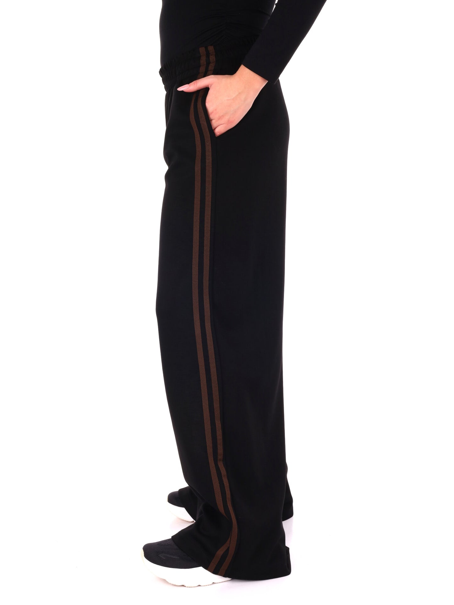 PANTALONE CON BANDE MISS LOVE DA DONNA NERO