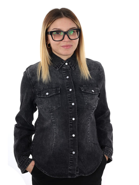 CAMICIA IN DENIM MISS LOVE DA DONNA NERO