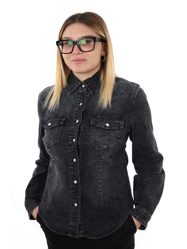 CAMICIA IN DENIM MISS LOVE DA DONNA NERO