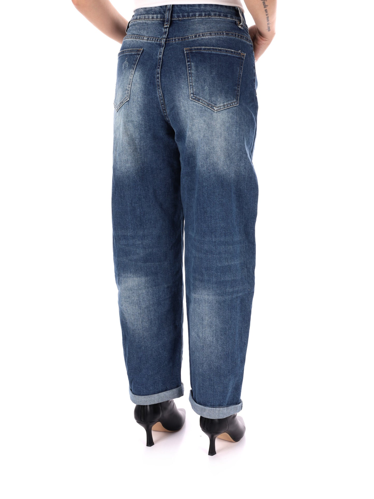 JEANS CON STRAPPI MISS LOVE DA DONNA DENIM SLAVATO BLU