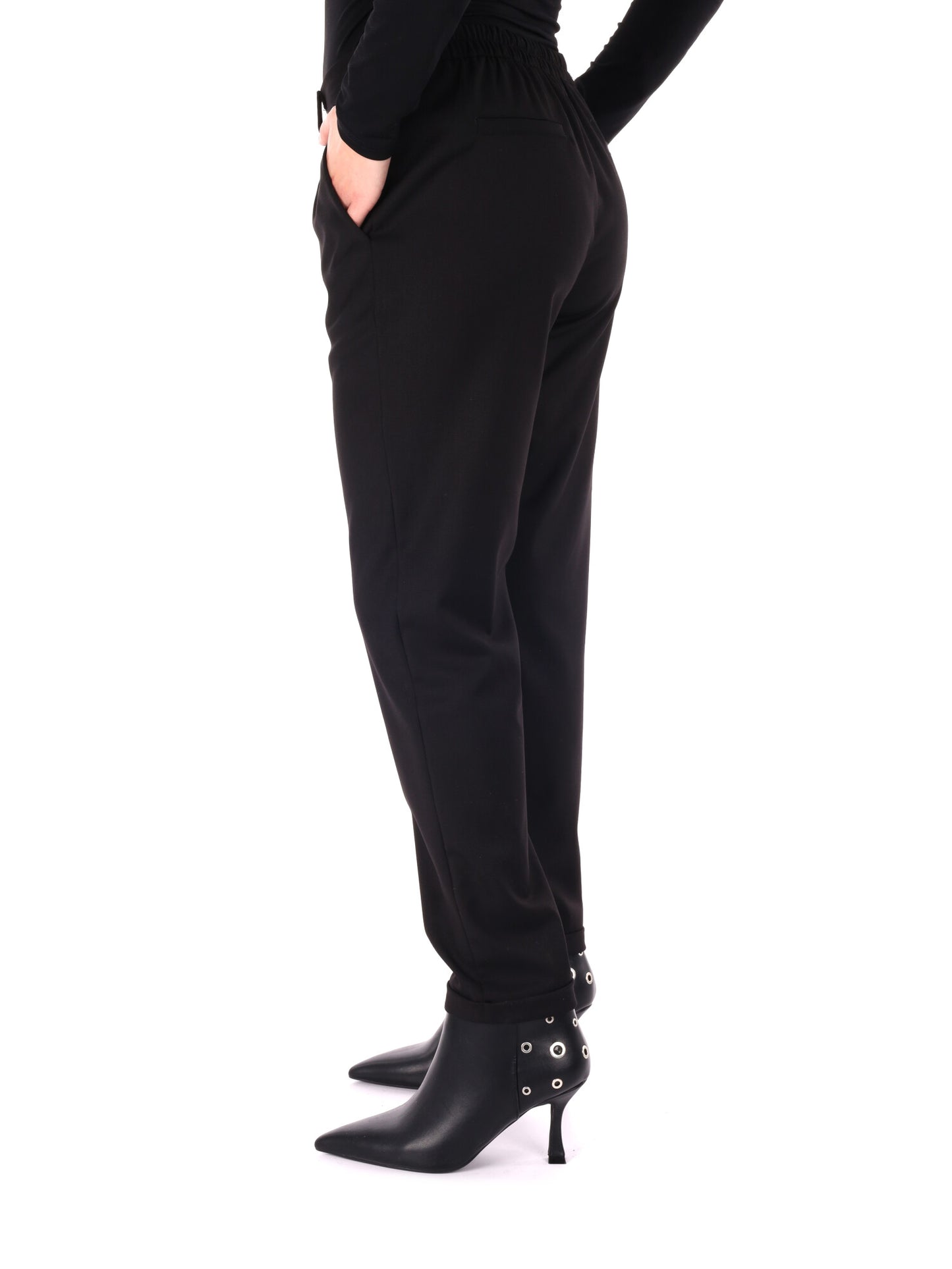PANTALONE CON RISVOLTINO MISS LOVE DA DONNA NERO