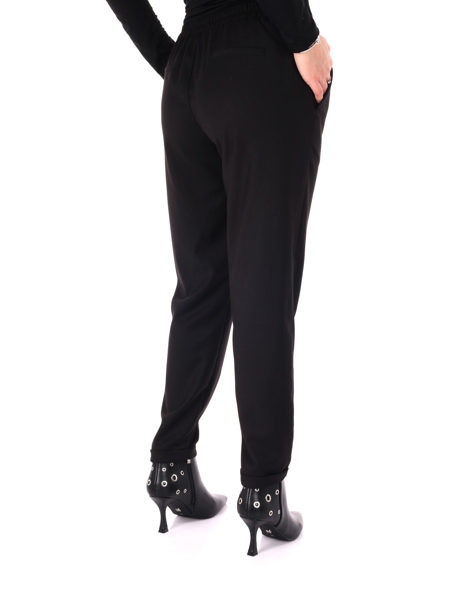 PANTALONE CON RISVOLTINO MISS LOVE DA DONNA NERO