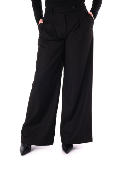 PANTALONE CON PINCES WIDE LEG MISS LOVE DA DONNA NERO