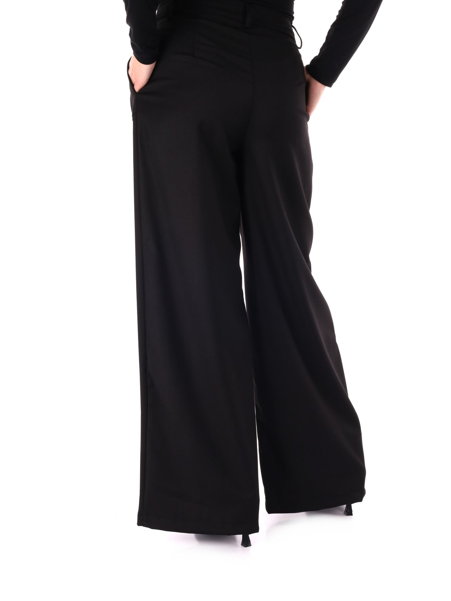 PANTALONE CON PINCES WIDE LEG MISS LOVE DA DONNA NERO