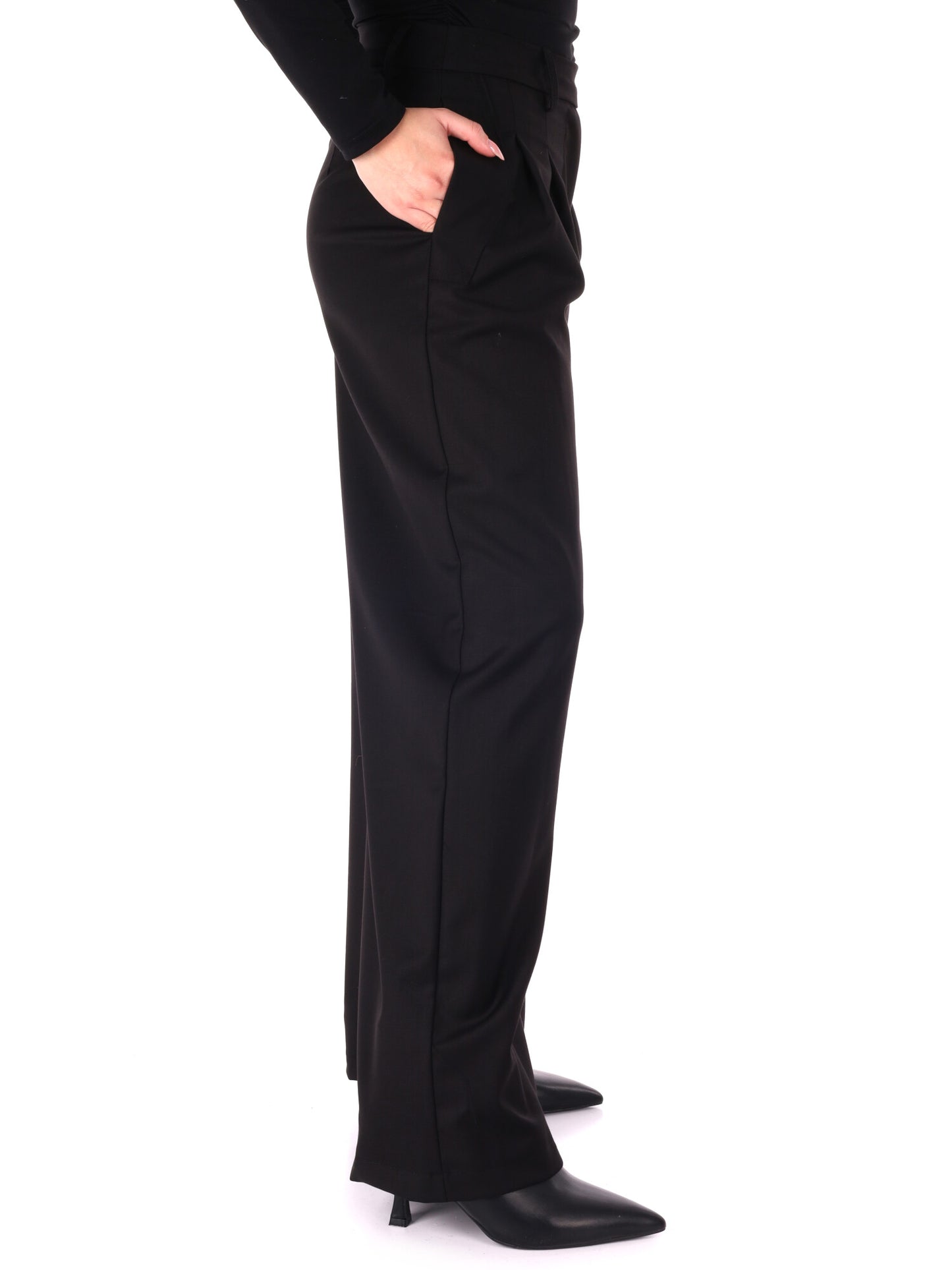 PANTALONE CON PINCES WIDE LEG MISS LOVE DA DONNA NERO