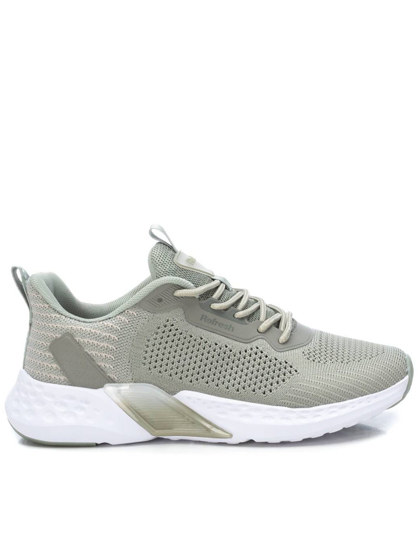 Sneakers sportive donna Refresh in tessuto kaki con suola in gomma