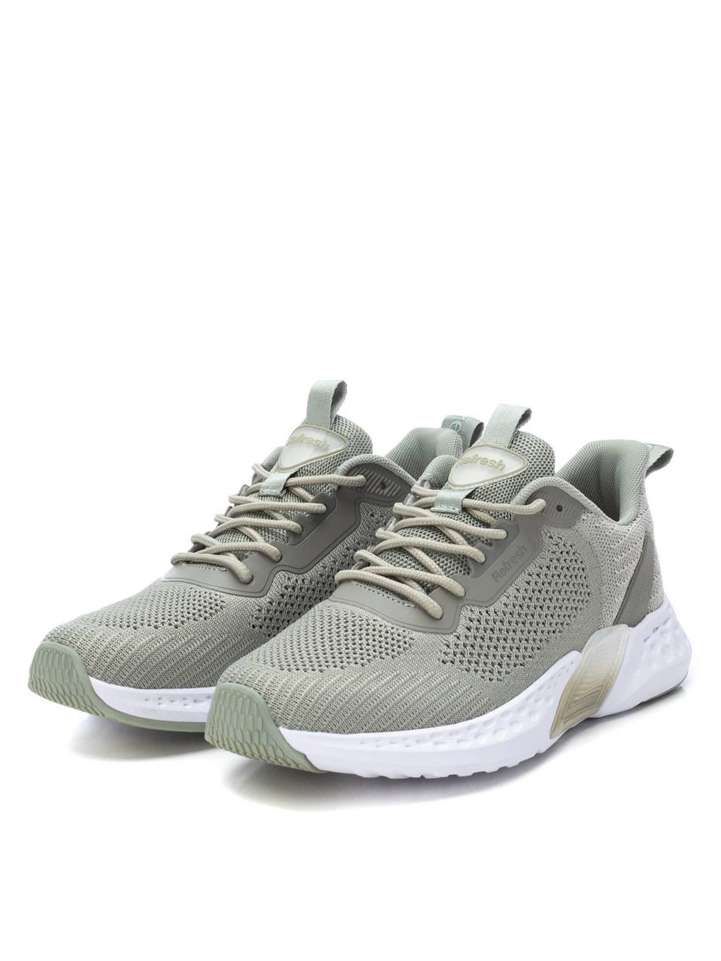 Sneakers sportive donna Refresh in tessuto kaki con suola in gomma