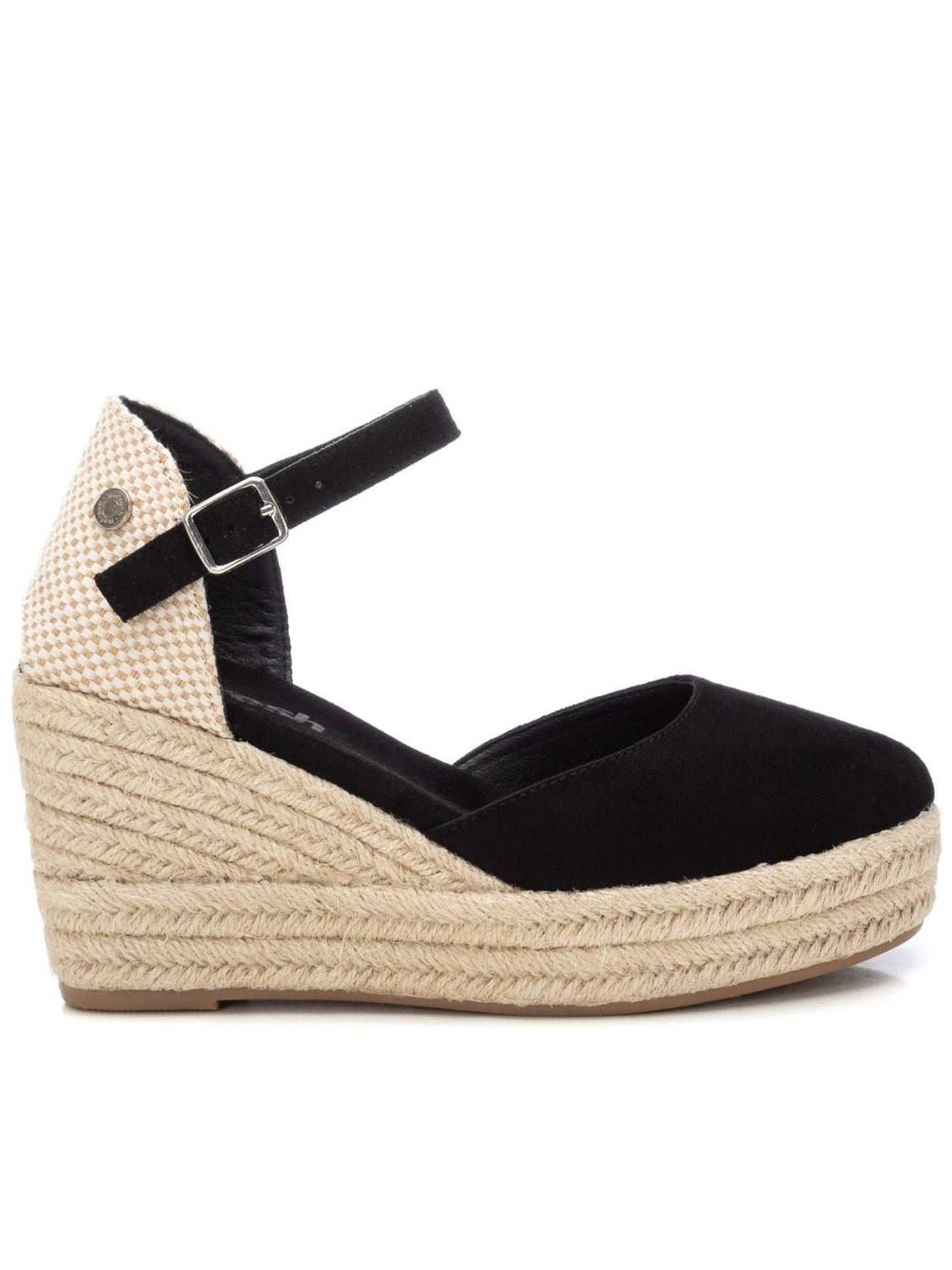 Refresh Campesina, sandali donna con zeppa nera in stile espadrillas