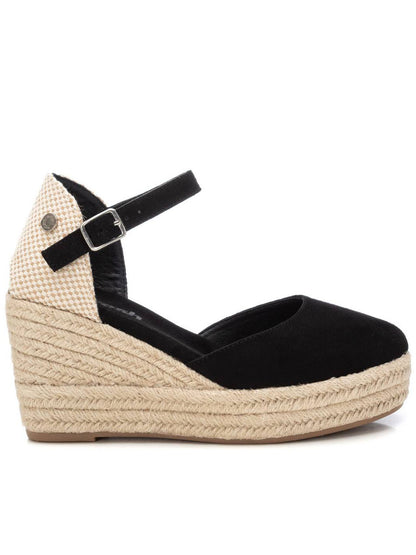 Refresh Campesina, sandali donna con zeppa nera in stile espadrillas