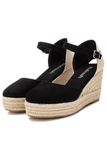 Refresh Campesina, sandali donna con zeppa nera in stile espadrillas