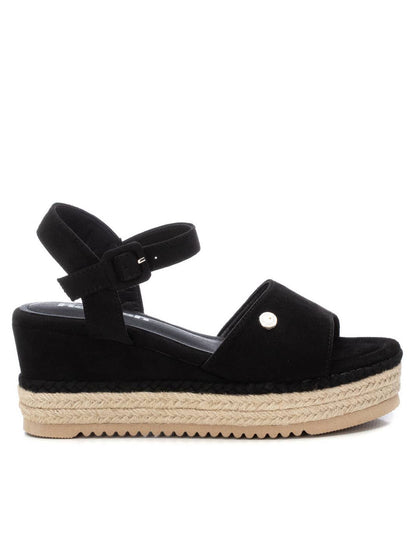 Sandali donna Refresh neri con zeppa per la primavera-estate