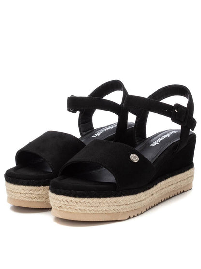 Sandali donna Refresh neri con zeppa per la primavera-estate