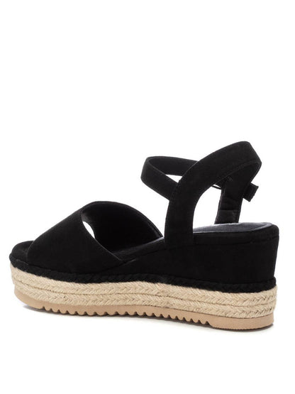 Sandali donna Refresh neri con zeppa per la primavera-estate