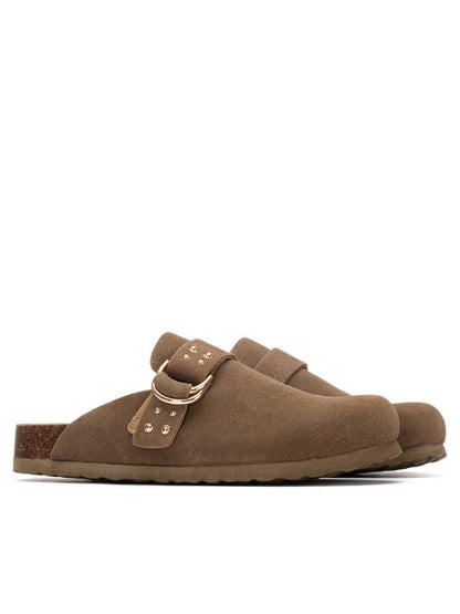 Sandalo Refresh Sabo donna in morbido suede fango