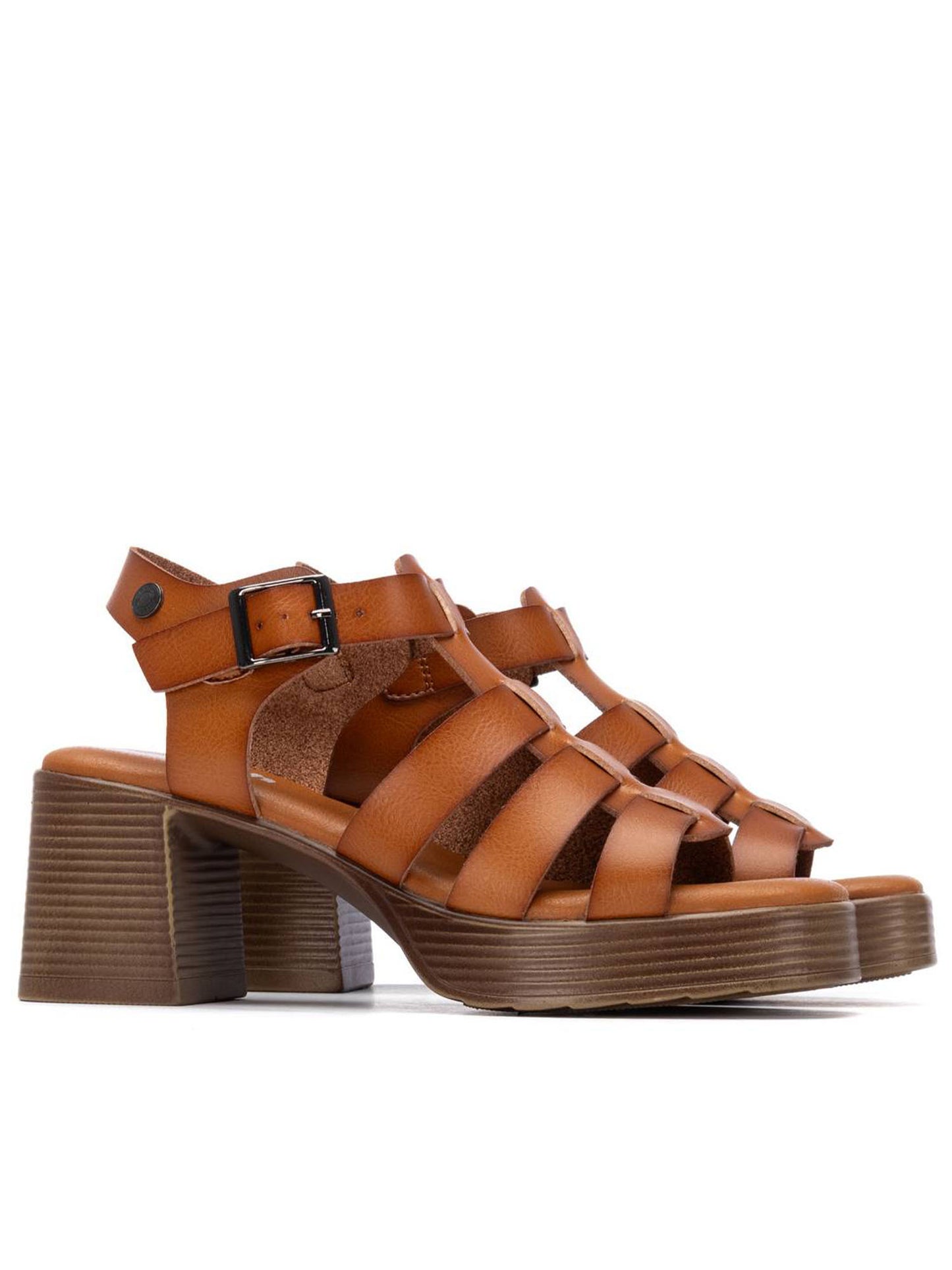 Refresh sandalo con tacco chunky e cinturino regolabile beige da donna