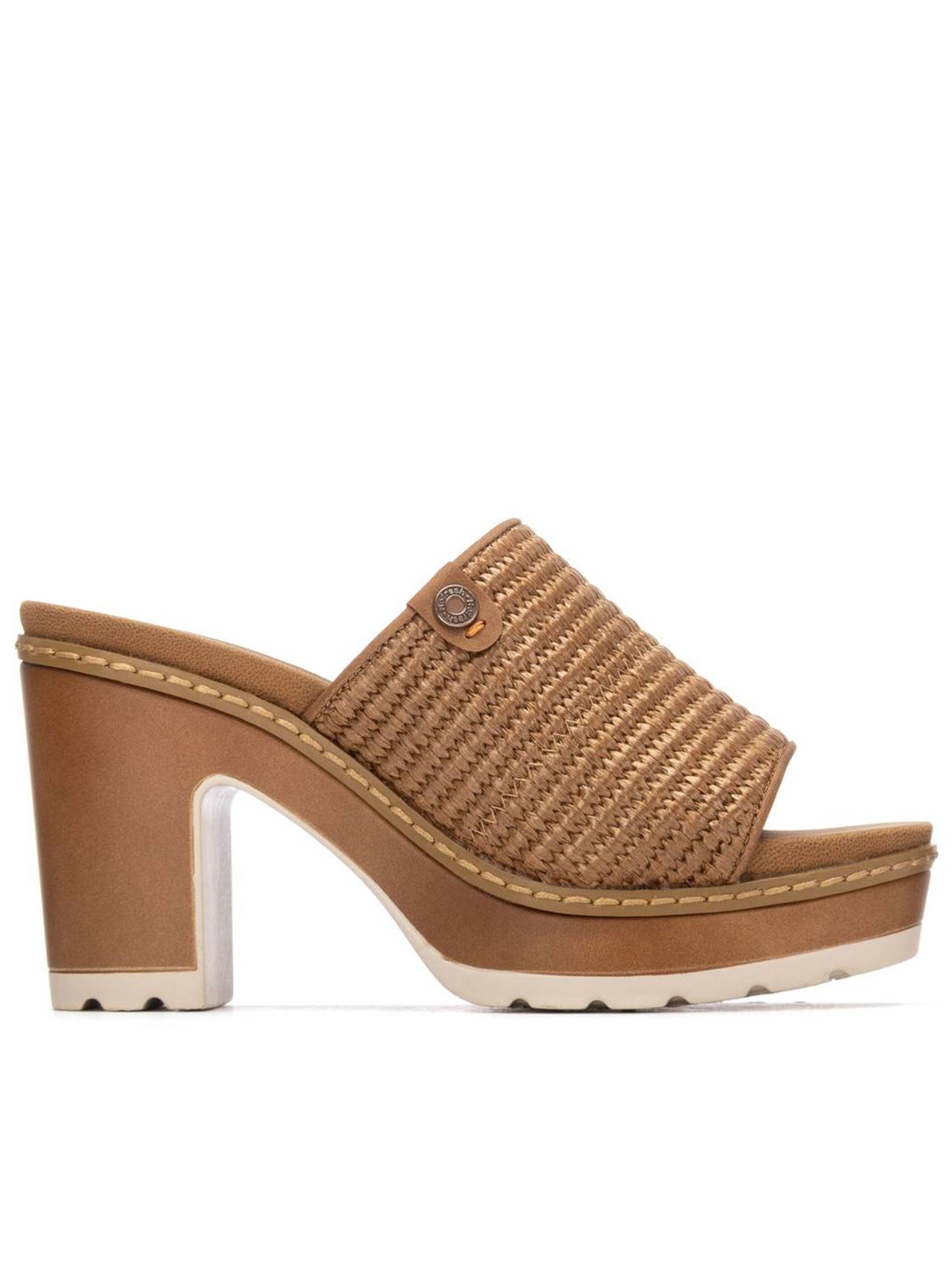 Refresh sandalo slip-on donna beige con tacco a blocco